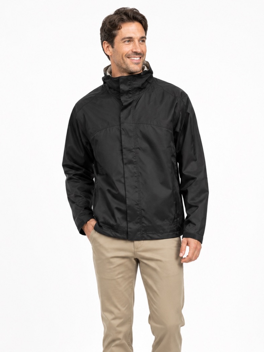 Rugged Exposure Men's Waterproof Packable Rain Jacket XS Black
